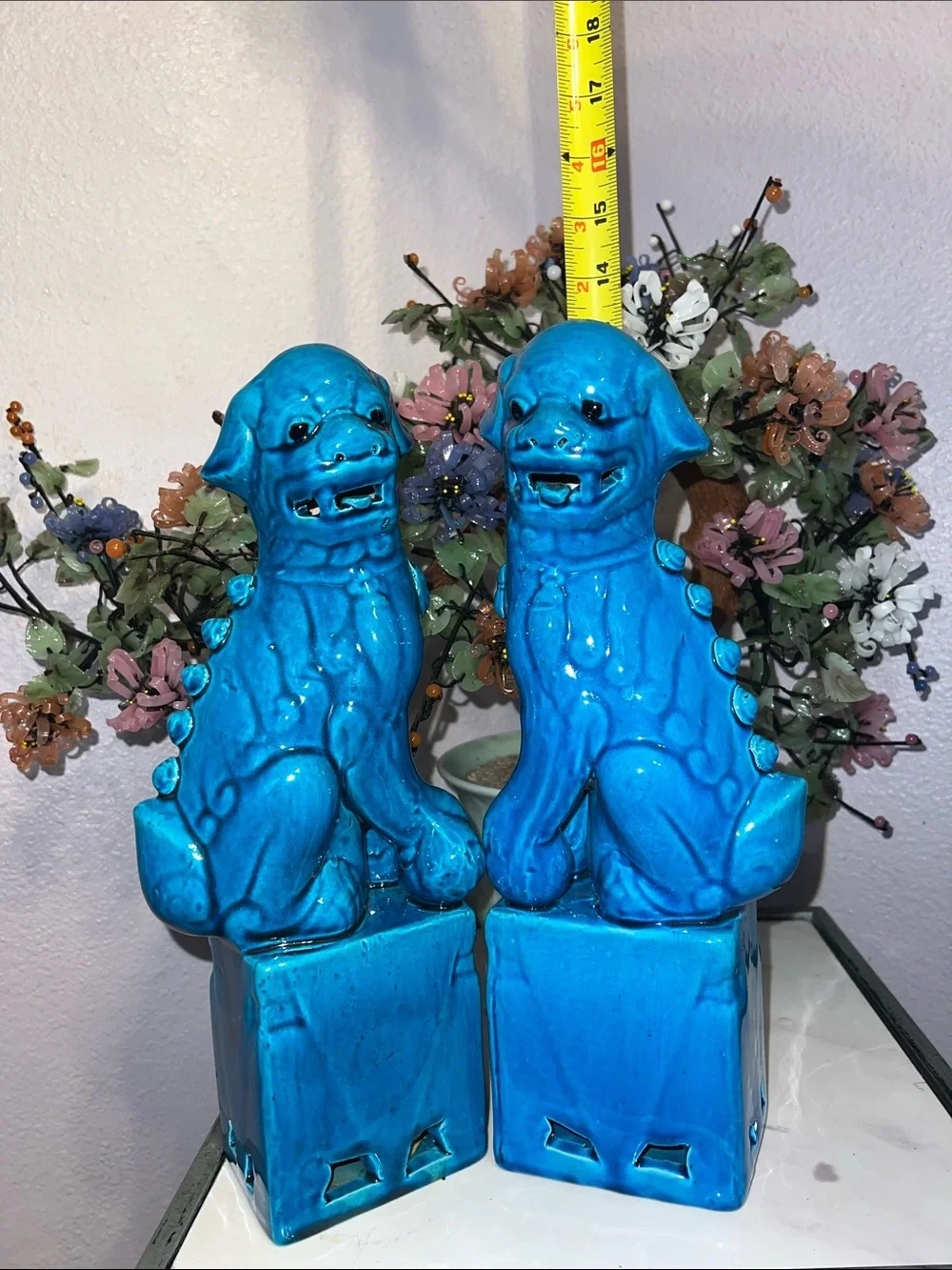Foo Dogs Antique Turquoise Decorative Home Accent LN Vintage